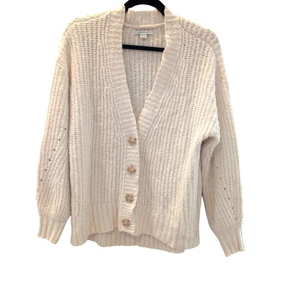 American Eagle Cream Knit Button Cardigan Sweater Slouchy Soft Size Small S/P - Picture 1 of 6